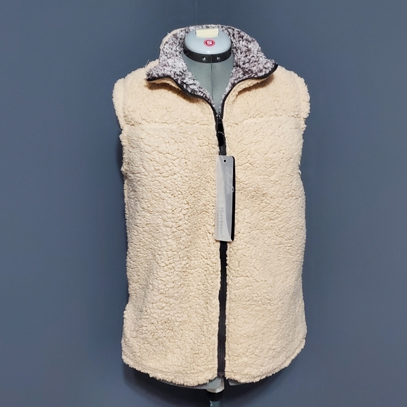 NWT Mirabeau Womens Vest Size S Cream Sherpa Style Fleece Zip Up Teddy Jacket - Picture 1 of 8